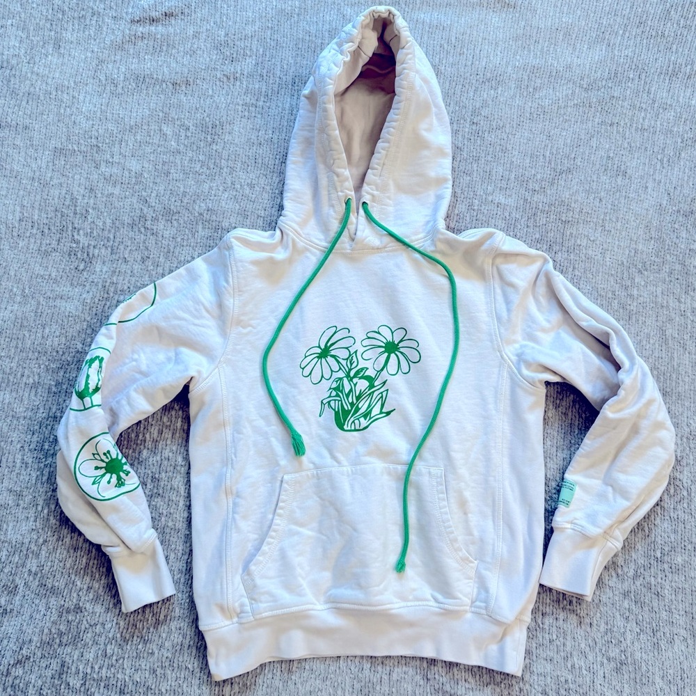 CHNGE Mental Health‎ Awareness Hoodie XS Green Floral Graphic Organic Cotton